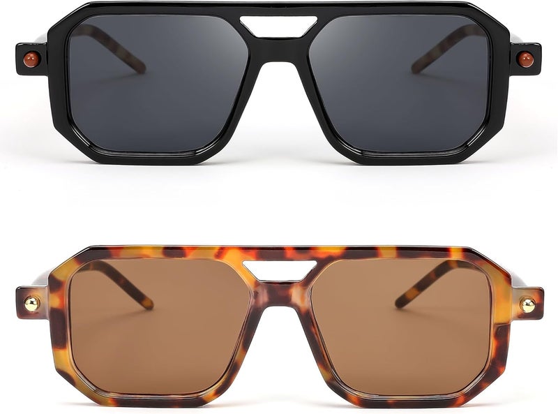 FEISEDY Vintage Square 70s Flat Aviator Sunglasses Women Men Classic Retro Stylish Frame UV400 Sunglasses B2622 - Image 2